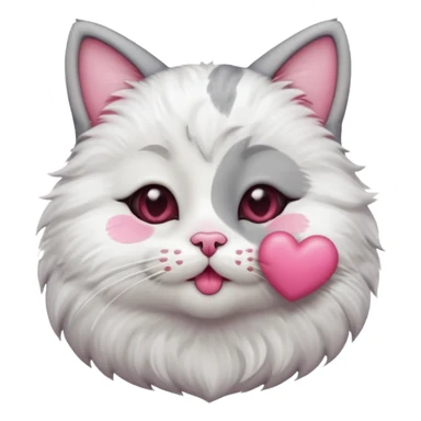 A cute circular cat blowing a smooch kiss with heart and little bite on the lower lip sticker