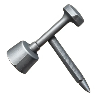 small, fat metal nail with a bent shaft, partially hammered into a wooden surface sticker