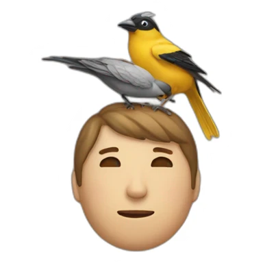 person with a bird on his head sticker