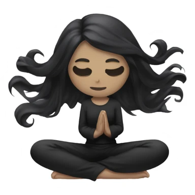 goth white girl and black hair meditating sticker