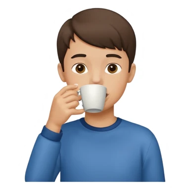 a boy drinking , the cup is touching his mouth, sticker
