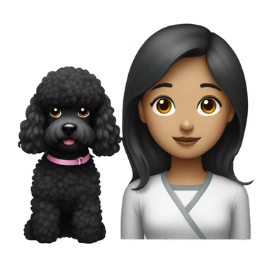Balck poodle with korean girl sticker