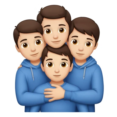Three young brunette brothers hugging each other sticker