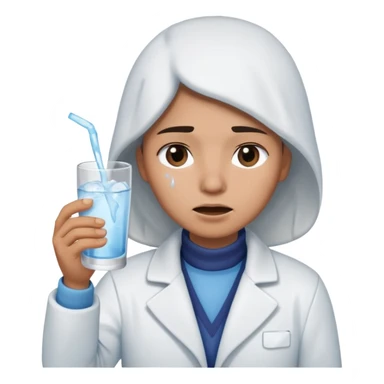 Antarctica person, eskimo glass, white coat, crying sticker