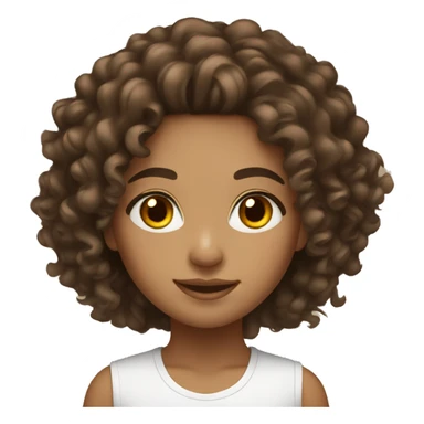 Mixed girl /curly long hair brown / with brown eyes  sticker