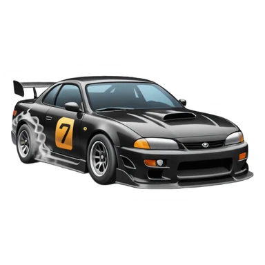 Emoji of a drifting car on a race track with tire smoke sticker