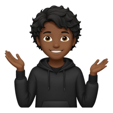 Menino de 15 anos de cabelo ondulado preto e de roupa preta sticker