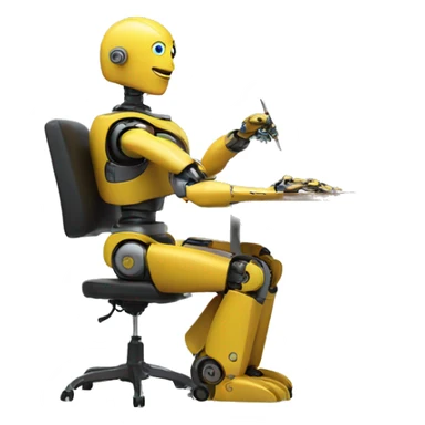 a robot drawing an image sitting on a desk sticker