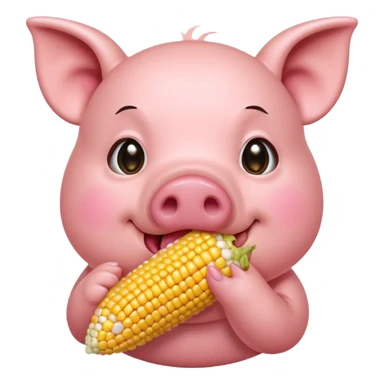 Pig eating corn sticker
