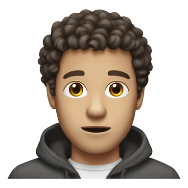 A white man with dark brown curly hair was scared sticker