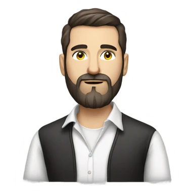 a modern Ukrainian brunette writer with a fashionable beard in a white shirt sticker