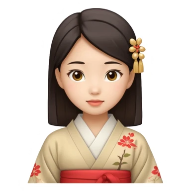 Asian girl wearing traditional Japanese clothes sticker