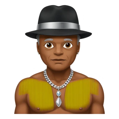 Michael Colyar with shirtless with necklace, black hat, metallic silver brief sticker