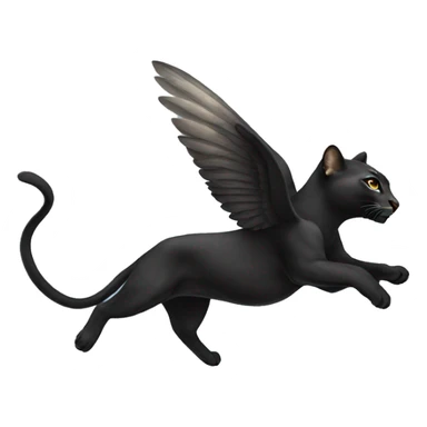 winged black puma flying sticker