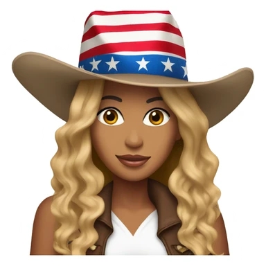 Beyonce wearing a cowboy hat with American flag pattern  sticker