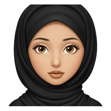 a pretty girl with caramel skin and long eye lashes and lipliner that wears a black hijab and a black long sleeve tight top sticker