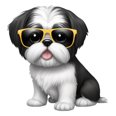 black and white shihtzu with sunglasses on sticker