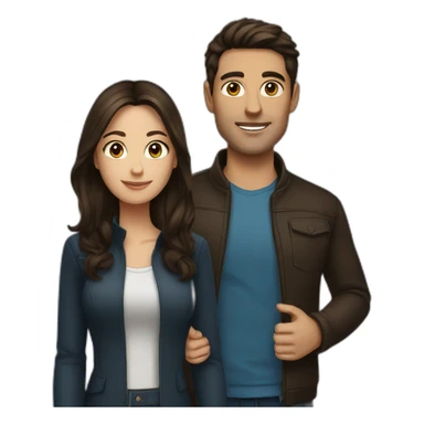 A brunette woman with an brunette man  sticker