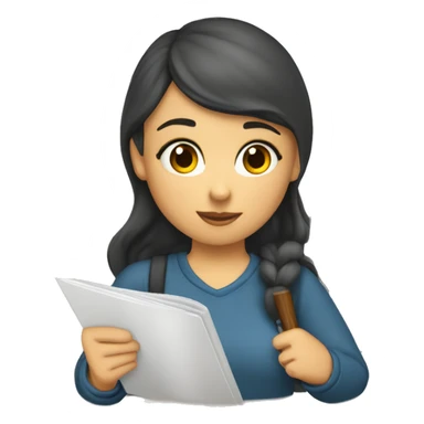 the girl writes a synopsis in a notebook the girl writes a synopsis in a notebook sticker