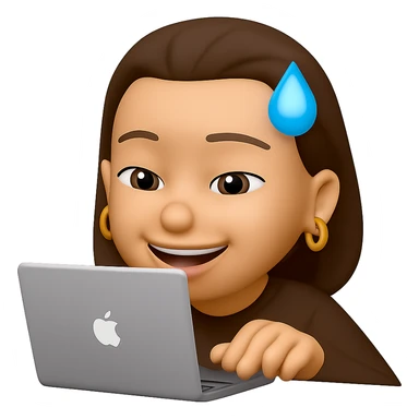 keep her typing on a laptop with golden ring earrings in the same style sticker