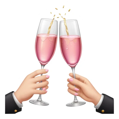 champagne glasses with pink champagne giving cheers with two hands with five fingers sticker