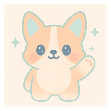 corgi waving hand sticker