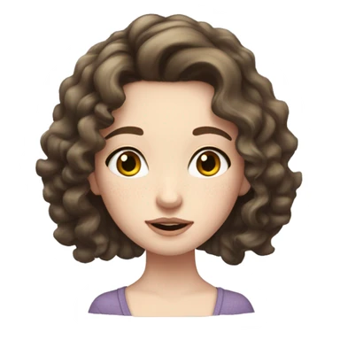 brunette pale girl with wavy hair freckles and long eyelashes sticker
