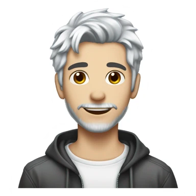 emo gray haired 28 year old with light stubble and covered in milk sticker