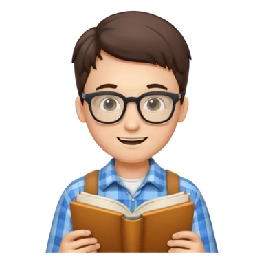 A nerd with braces and glasses reading a book. sticker