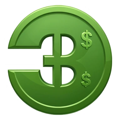 Cashapp emoji, a green dollar symbol with white background, no faces, like the app called cashapp sticker