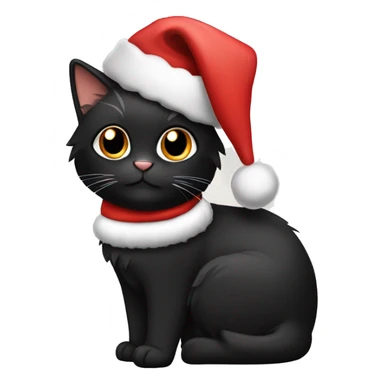 Black calico cat wearing a Christmas hat sticker