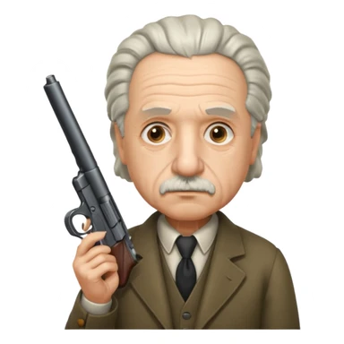 Albert Einstein holding a gun sticker