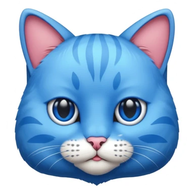 Cat with no ears head blue body blue with gadget sticker