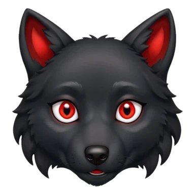 cute black wolf with red eyes with earring sticker