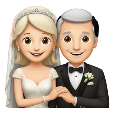 old couple on wedding day sticker