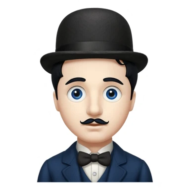 Charlie Chaplin dark blue eyes, black hair sticker