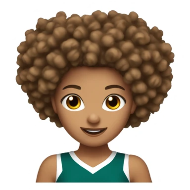 tan Cheerleader curly brown hair holding Pom poms sticker