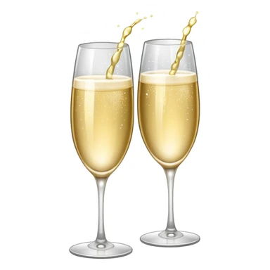 Two Champagne glass clink with sparkle sticker
