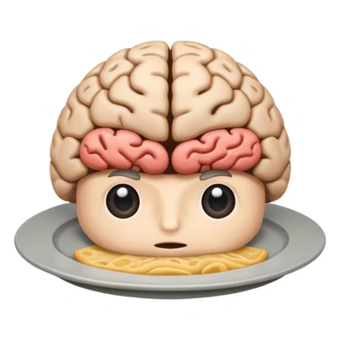 Brain on a plate next to head  sticker