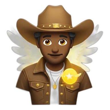 cowboy with angel halo sticker