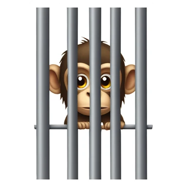 sad monkey behind bars sticker