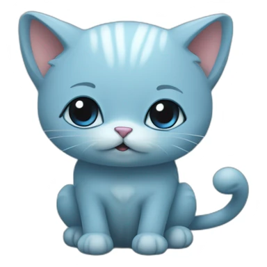 Blue little cat have mushrom sticker