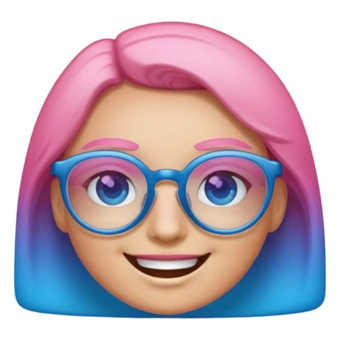 smiling face wearing glasses with gradient pink to blue lenses sticker