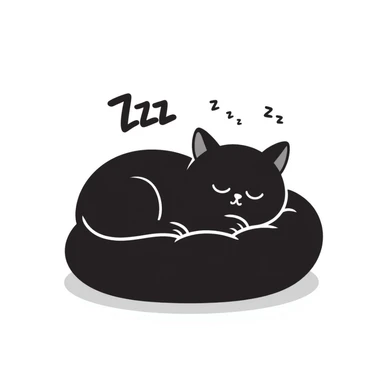 Simple sketch of a cat sleeping with ZZZ above its head sticker