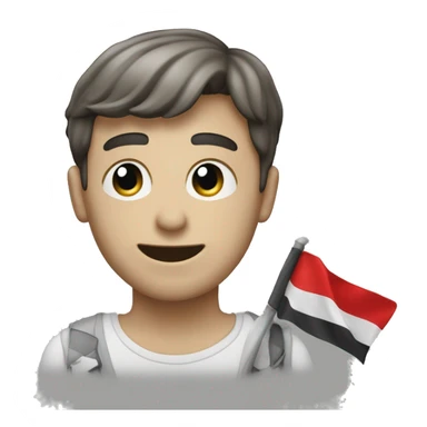 Un homme qui brandit un drapeau avec ecrit « Armand » dessus sticker