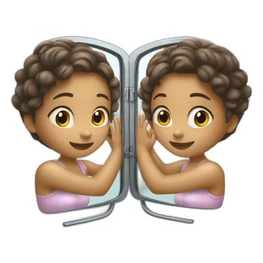 girl hugging mirror reflection sticker