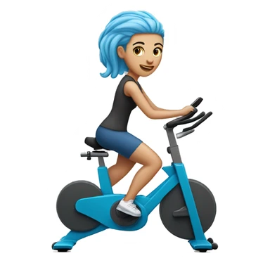 White Girl with blue hair riding stationary bike  sticker