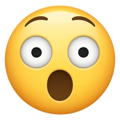 Create a shocked emoji in classic apple emoji style with no background, variant 6. The emoji should express surprise with wide eyes and open mouth, consistent with the classic emoji look. sticker