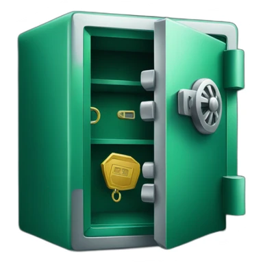 open safe, emerald sticker
