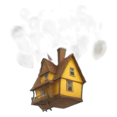 Flying house with lot of balloons sticker